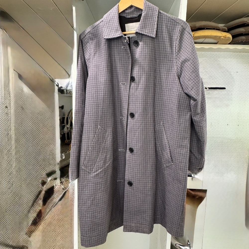 Everlane Mac Coat - Blue Check - Size 12